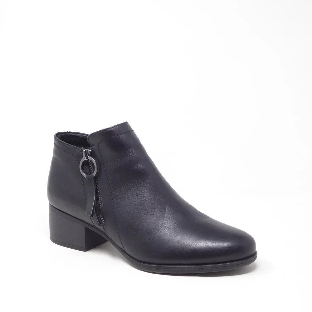 Naturalizer Women Ankle Boots Black Leather Side Zip Denali 10M